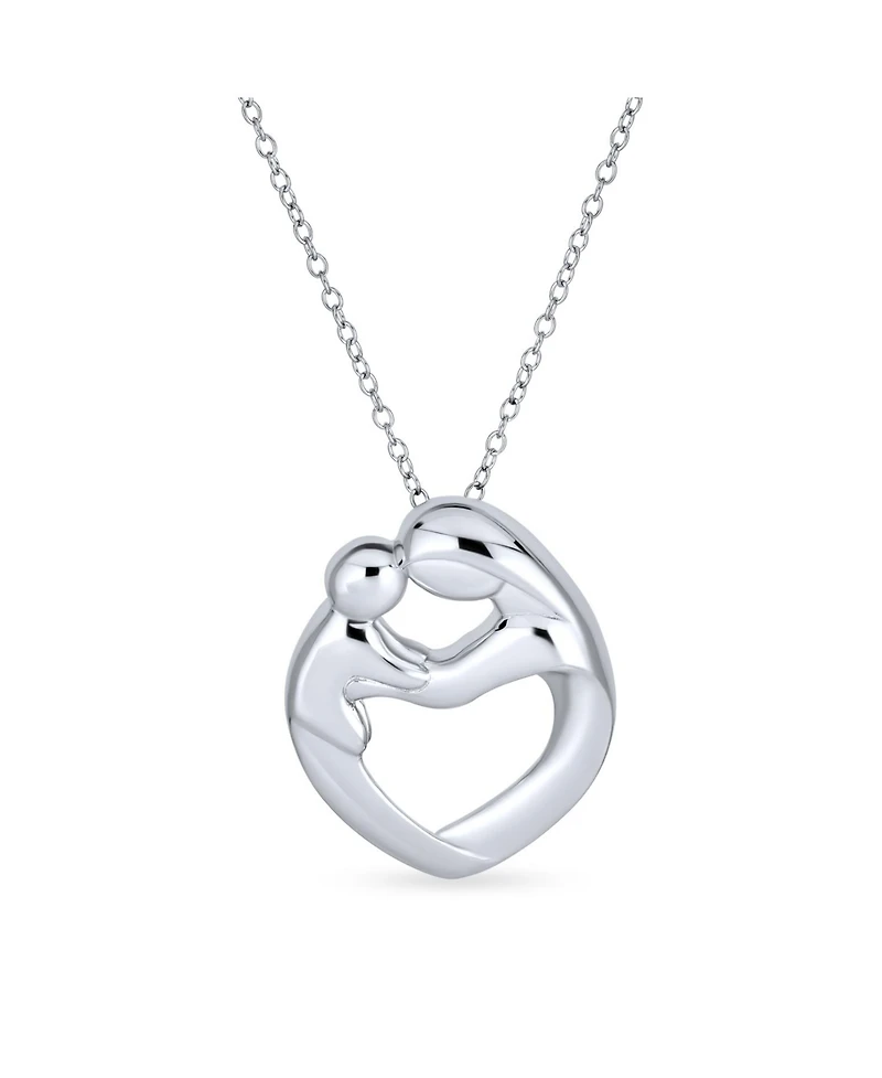 Bling Jewelry Family Heart Pendant Necklace Gold Plated Sterling Silver Yellow Rose Design