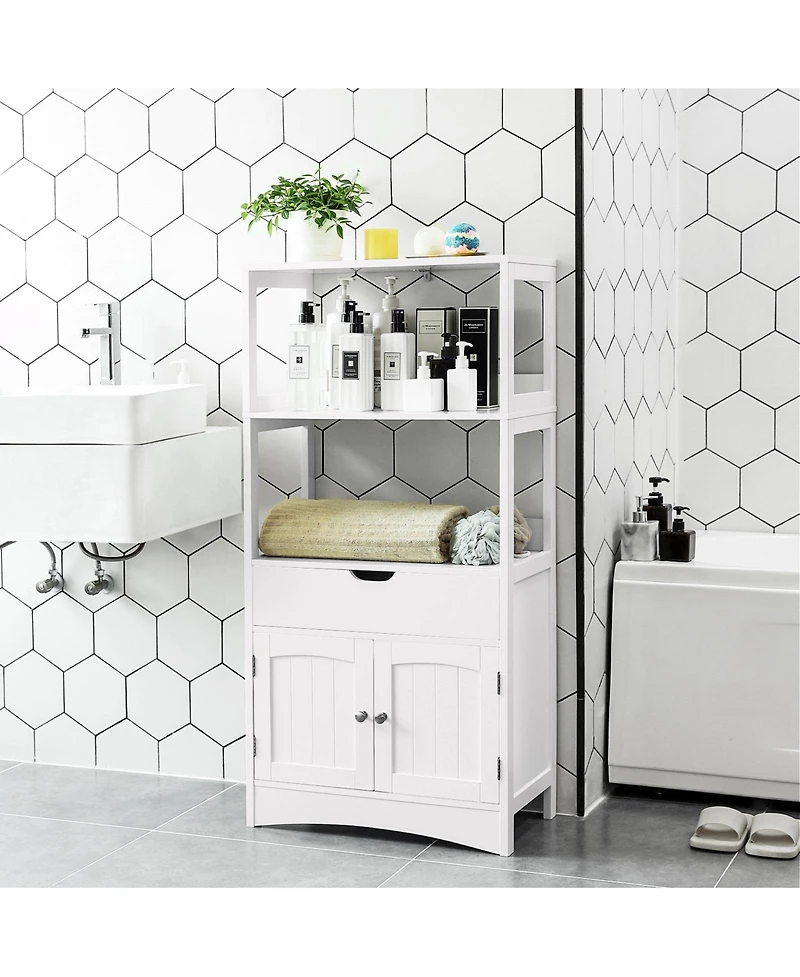 Slickblue Upper Shelves Bathroom Storage Cabinet White