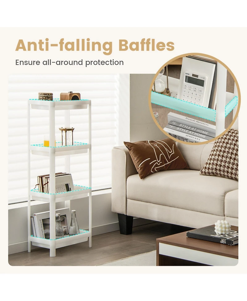 Sugift 2 Packs 4-Tier Detachable Slim Storage Cart with Drainage Holes for Small Space