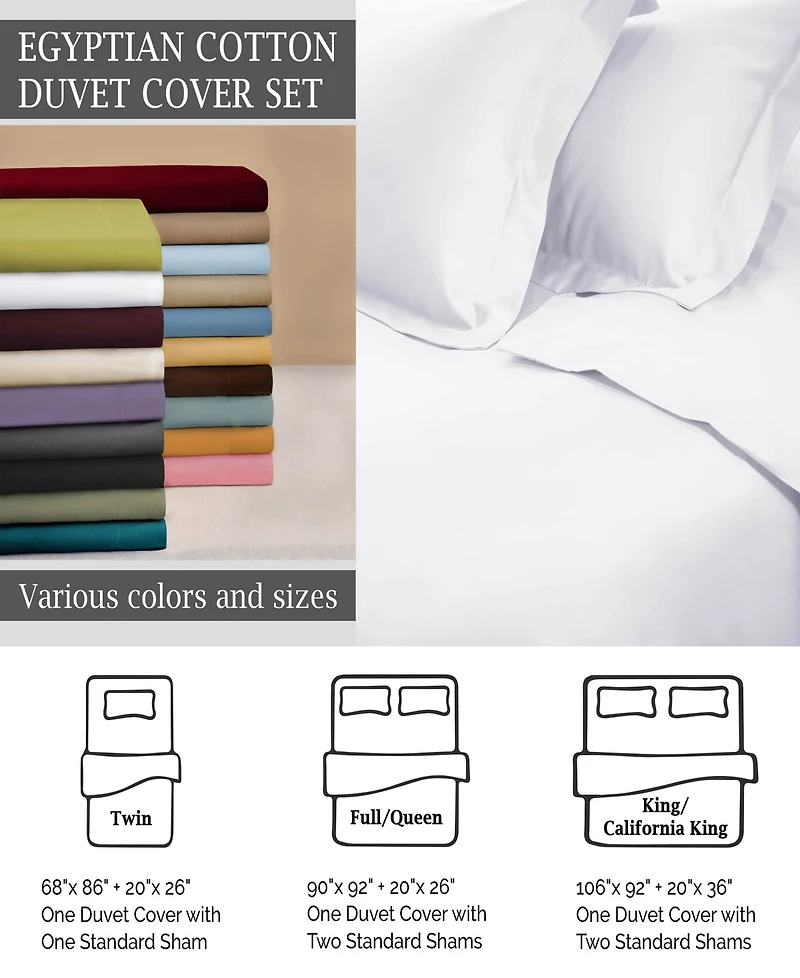 Superior Egyptian Cotton 650 Thread Count Solid Luxury Duvet Cover Set