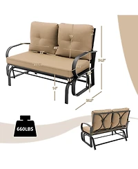 Sugift Patio 2-Person Glider Bench Rocking Loveseat with Cushioned Armrest