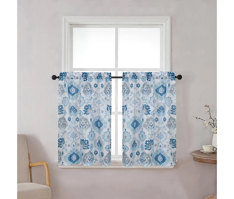 Kate Aurora Country Living Farmhouse 3 Pc Solid Cafe Kitchen Curtain Tier & Tucked Valance Set