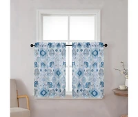 Kate Aurora Country Living Farmhouse 3 Pc Solid Cafe Kitchen Curtain Tier & Tucked Valance Set