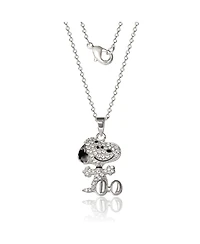 Peanuts Snoopy Silver Plated 3D Pave Pendent, 18'' Chain
