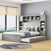 Streamdale Wooden Queen Bed with Cabinetry and Outlets