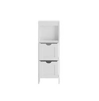Merrick Lane Delilah 2 Drawer Bathroom Storage Cabinet Organizer With Open Display Shelf