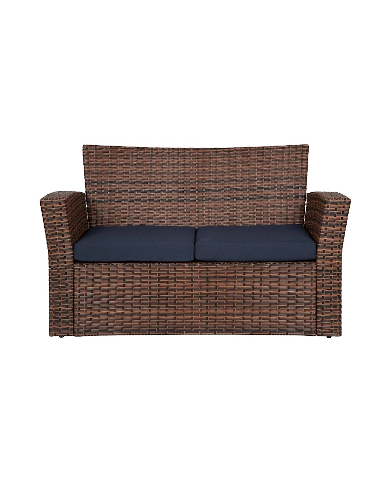 WestinTrends 4 Piece Outdoor Wicker Rattan Conversation Sofa set with Coffee table