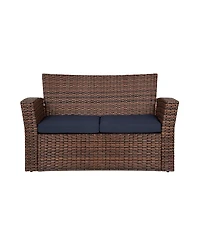 WestinTrends 4 Piece Outdoor Wicker Rattan Conversation Sofa set with Coffee table