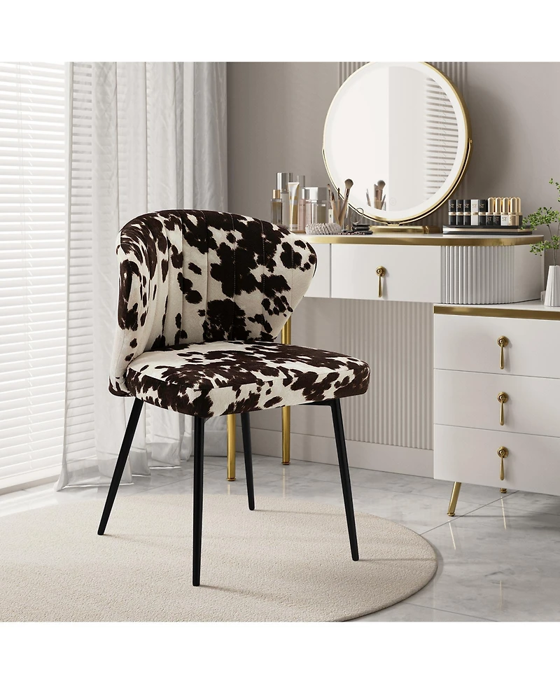 Dunten Contemporary Upholstery Accent Chair with Cowhide Pattern and Tufted Back