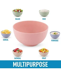 Unbreakable Lightweight Wheat Straw Plastic Cereal Bowls Set of 4