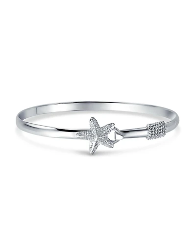 Bling Jewelry Nautical Starfish Tropical Beach Bangle Bracelet Sterling Silver Eye Hook Clasp