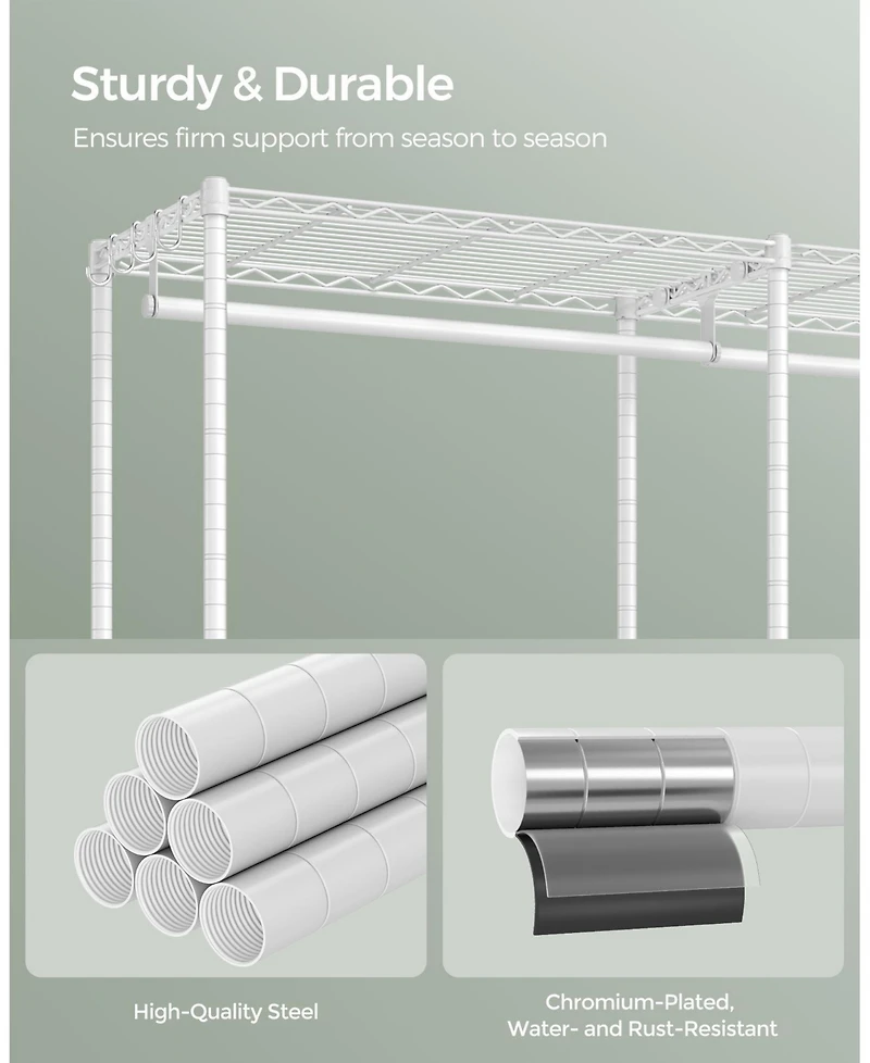 Slickblue Metal Clothing Racks, Heavy-Duty Garment Rack with Adjustable Wire Shelves, Hanging Rods, Hooks