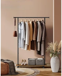 Slickblue Clothes Rack with Wheels, Garment Rack for Hanging Clothes with Shelf