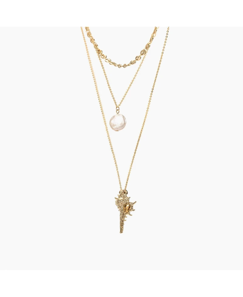 Bearfruit Jewelry Debra Triple Layered Necklace with Cultured Pearl Pendant