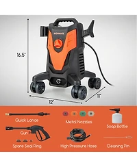 2400 Psi High Pressure Cleaner Machine Electric Pressure Washer with 4 Wheels