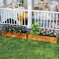 Raised Garden Bed Wood Rectangular Planter Box with 2 Drainage Holes