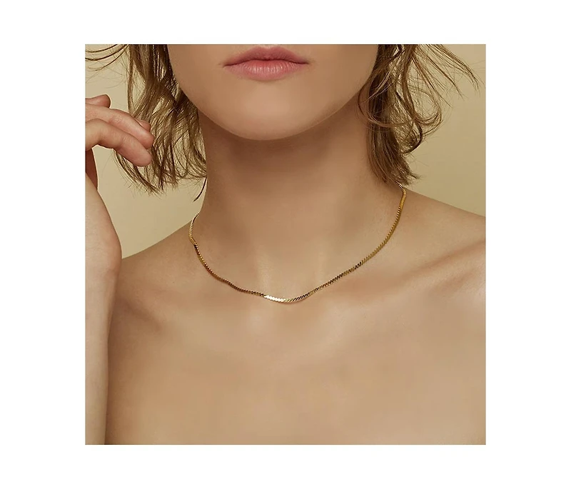 Sterling Silver 18k Gold Plated Cleopatra Flat Chain Necklace