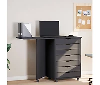 Rolling Cabinet with Desk Moss Gray Solid Wood Pine