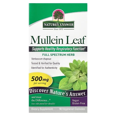 Nature's Answer Mullein Leaf 500 mg - 90 Vegetarian Capsules