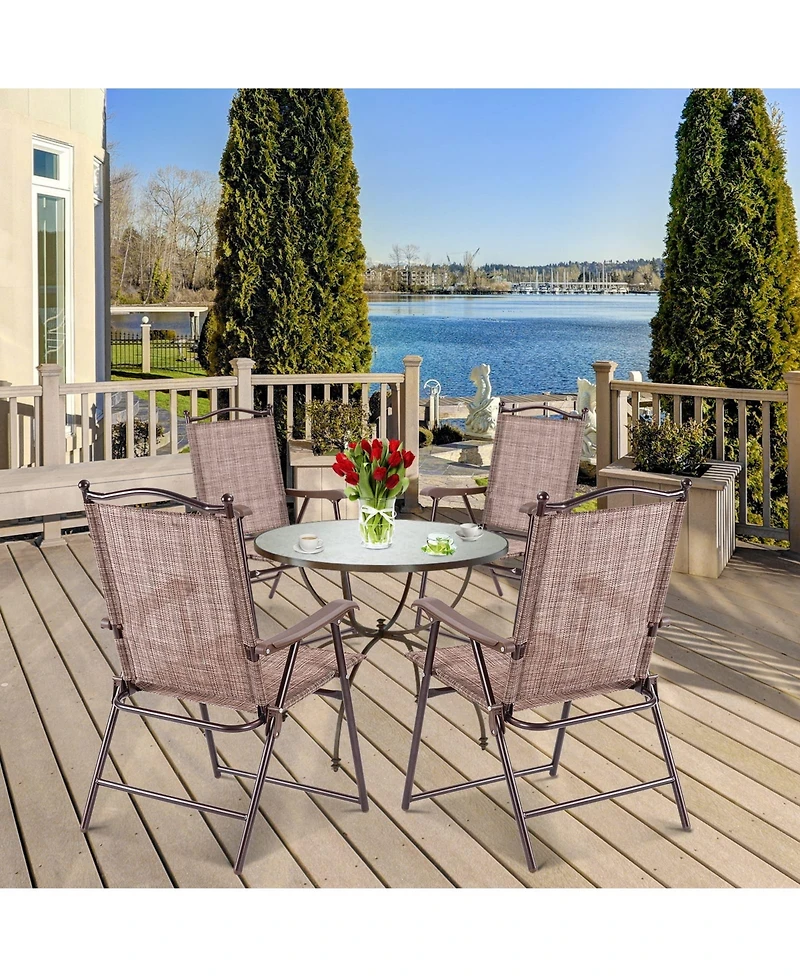 Sugift Set of 2 Patio Folding Sling Back Camping Deck Chairs