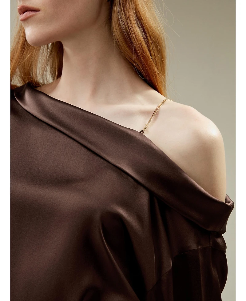Lilysilk Women's Silk Chic One-Shoulder Top