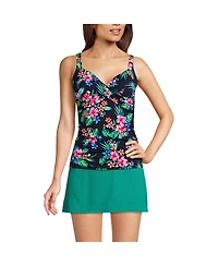 Lands' End Women's Petite V-Neck Wrap Underwire Tankini Swimsuit Top Adjustable Straps
