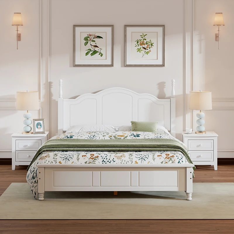 Streamdale White 3-Pc Queen Bed and Nightstands Set