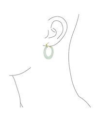Bling Jewelry Light Green Jade Cz Hoop Earrings 14K Gold Plated Sterling Silver 1.2 Inch