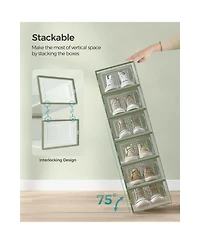Set of 12 Stackable Shoe Organizers for Closet or Entryway, Fits Sneakers
