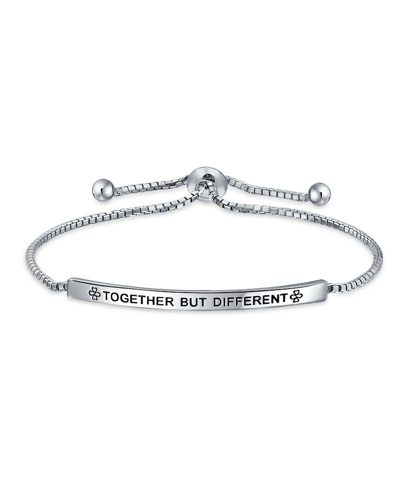 Bling Jewelry Ayllu Inspirational Symbol Heart Infinity Clover Love Luck Unity Bff Together But Different Words Bolo Bracelet Sterling Silver