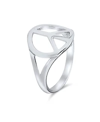 Bling Jewelry Open Symbol World Peace Sign Ring Sterling Silver Spilt Shank Band