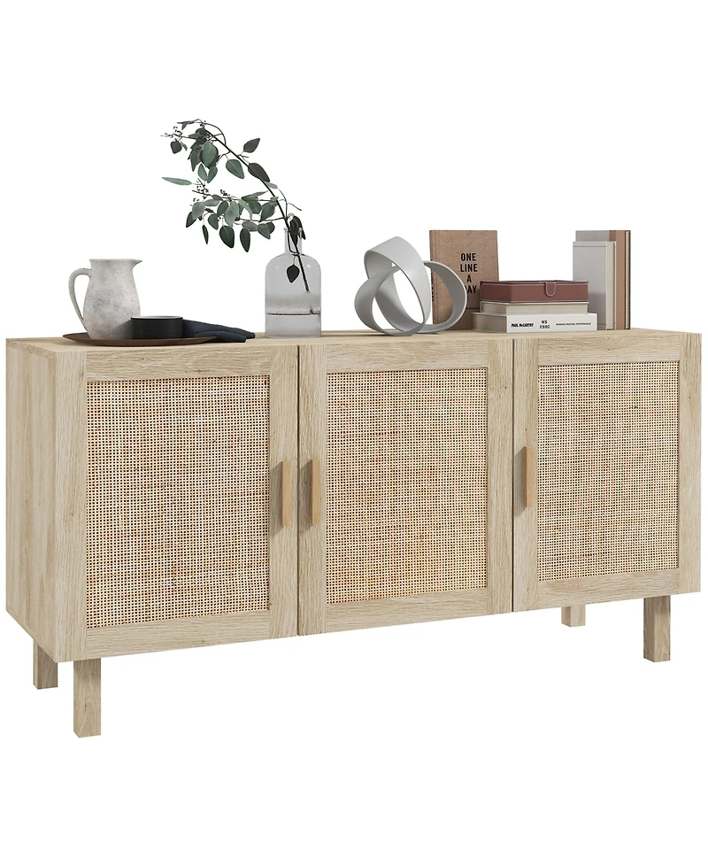 Homcom Sideboard Buffet Cabinet with 3 Rat Doors and Adjustable Shelves
