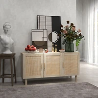 Homcom Sideboard Buffet Cabinet with 3 Rat Doors and Adjustable Shelves