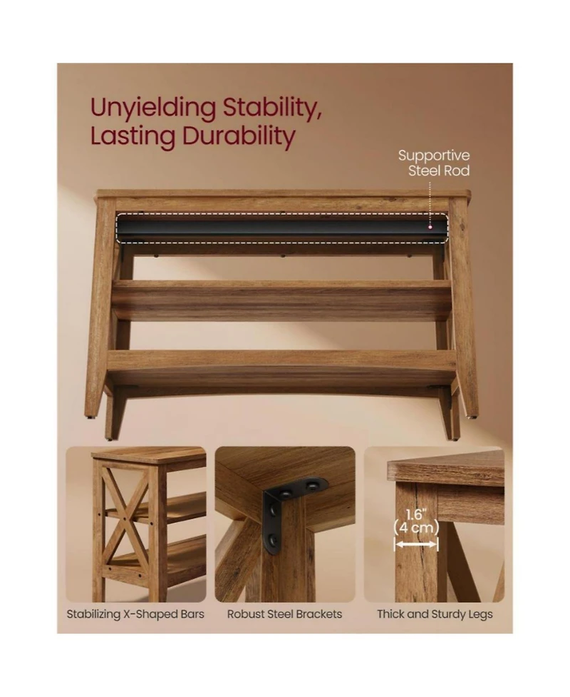 Entryway Storage Bench with Shelves for Shoes and Accessories in Living Room