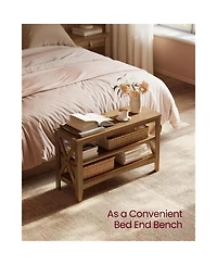 Entryway Storage Bench with Shelves for Shoes and Accessories in Living Room