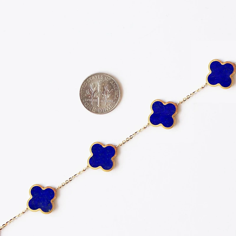 The Lovery Large Lapis Clover Necklace 14K Gold