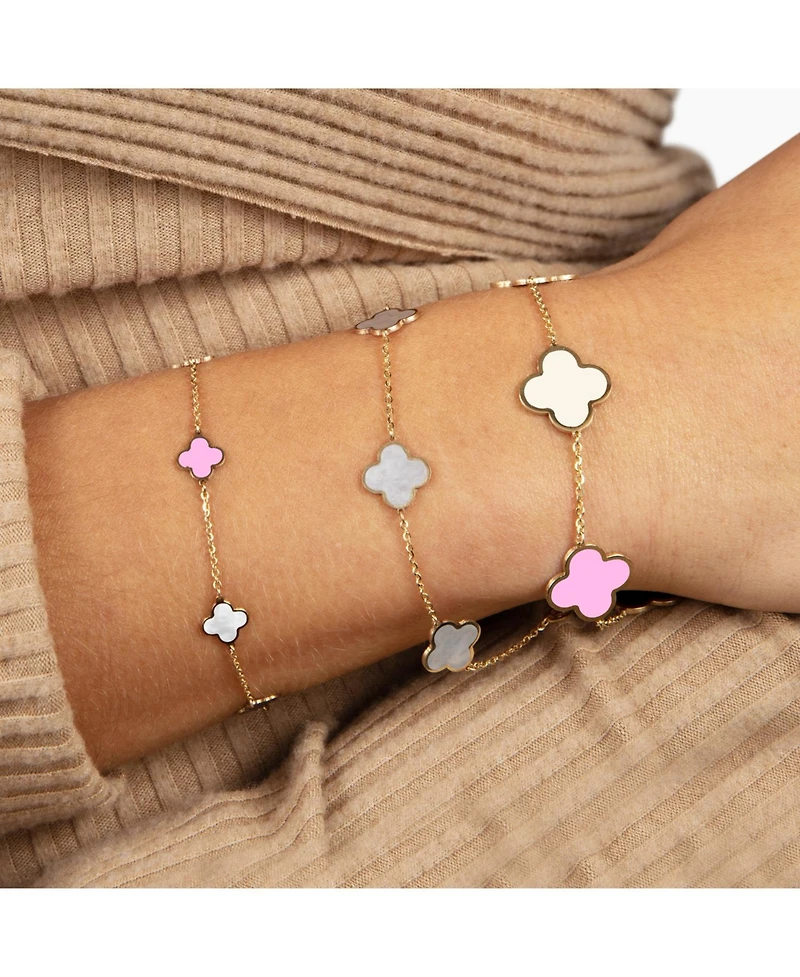 The Lovery Mini Pink Mixed Clover Bracelet 14K Gold
