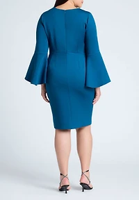Eloquii Women's Flare Sleeve Scuba Dress