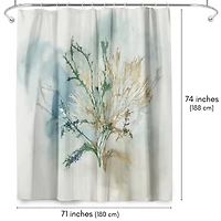 71x74 Coastal Shower Curtain - Green Coral by Pi Creative Art