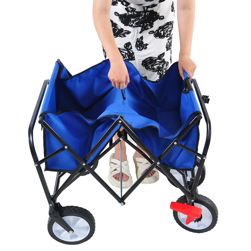 Streamdale Folding Wagon Garden Shopping Beach Cart (Blue)