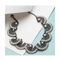 Sohi Women's Silver Embellished Fan Collar Necklace