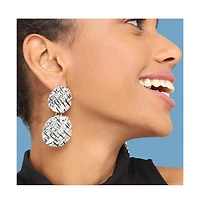 Sohi Women's Silver Dented Drop Earrings