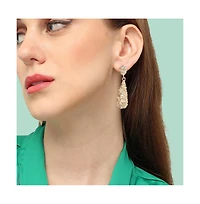 Sohi Women's White Corroded Drop Earrings