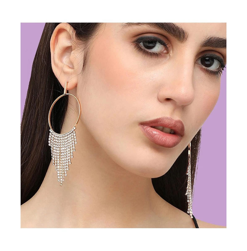 Sohi Women's Silver Bling Drop Earrings