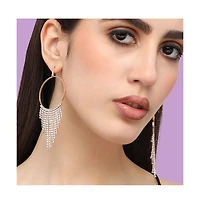 Sohi Women's Silver Bling Drop Earrings