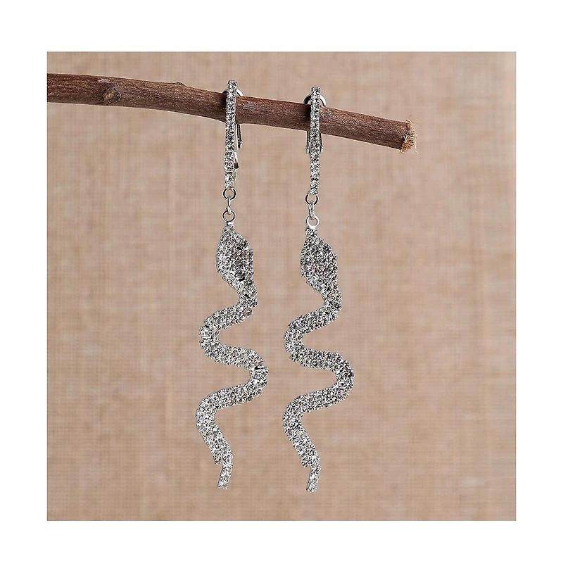 Sohi Women's Snake Bling Drop Earrings