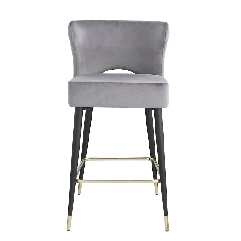 Streamdale Gray & Gold Velvet Counter Stool