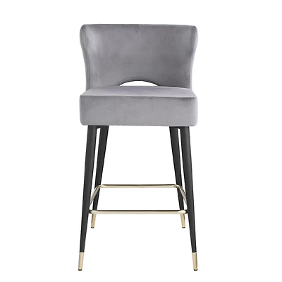Streamdale Gray & Gold Velvet Counter Stool
