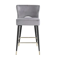 Streamdale Gray & Gold Velvet Counter Stool