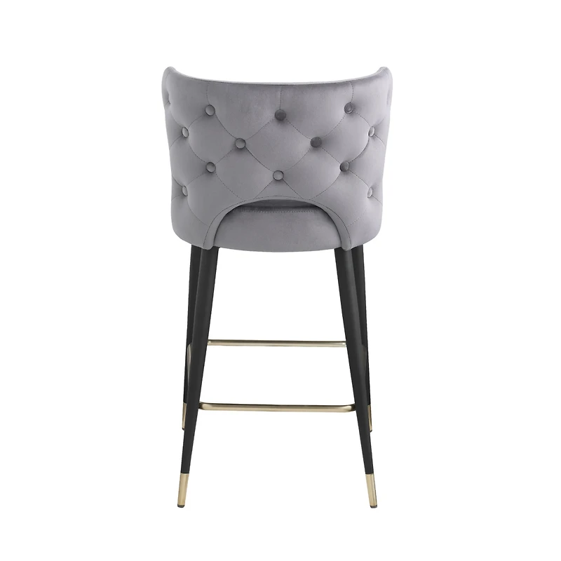Streamdale Gray & Gold Velvet Counter Stool